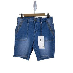 Womens High Rise Bermuda Denim Shorts Size 8 Revelation